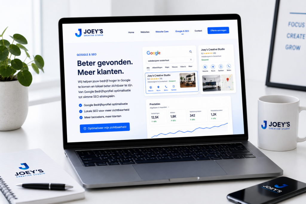 Google optimalisatie en SEO bij Joey's Creative Studio